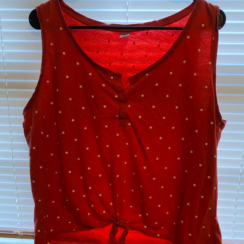 Polka Dot Tie Front Top